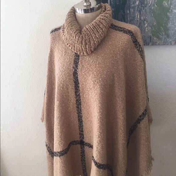 APT 9 Fringed Ends Turtleneck Poncho Sweater - Picture 2 of 5